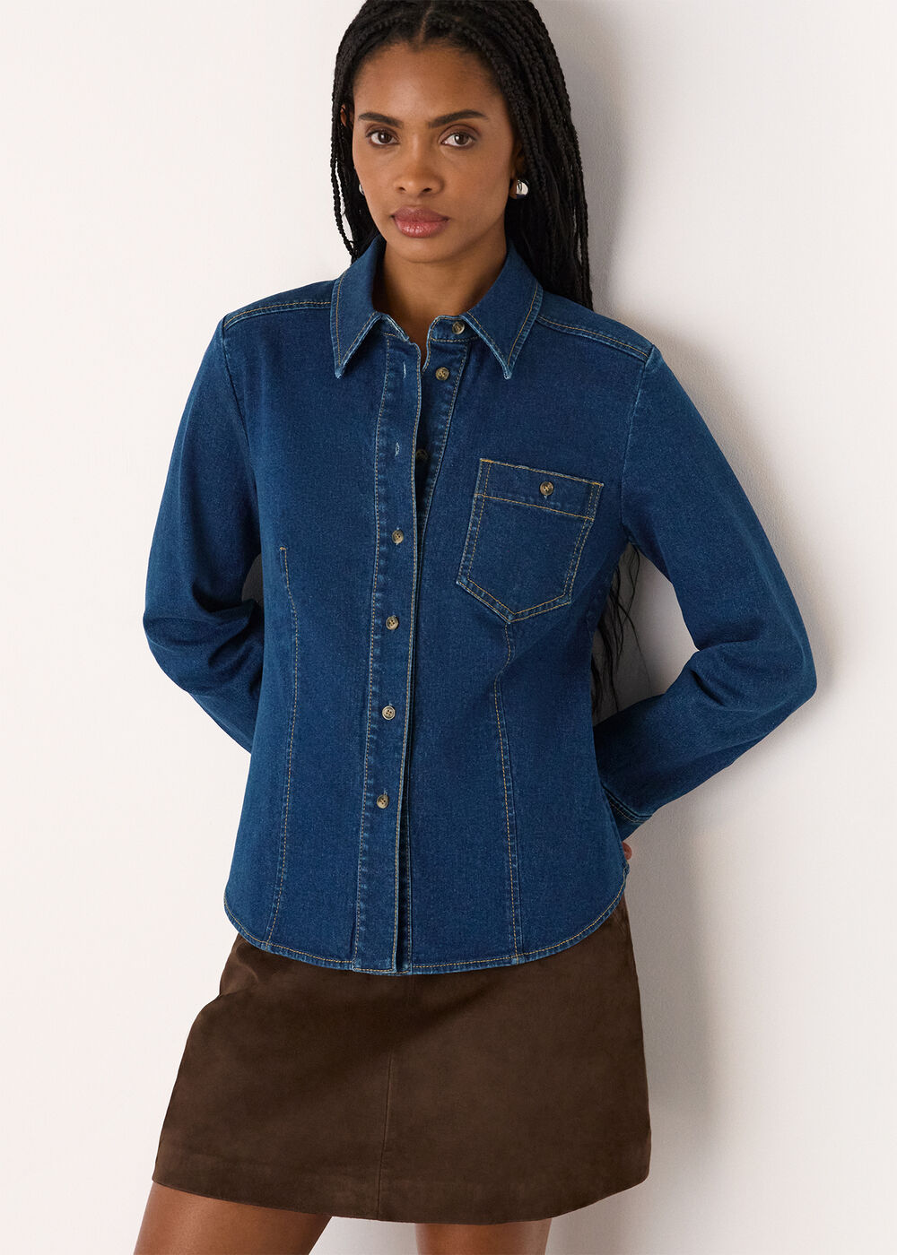 Stretch Cotton Collared Shirt