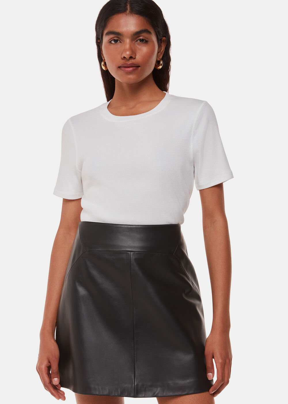 Petite Leather A Line Skirt