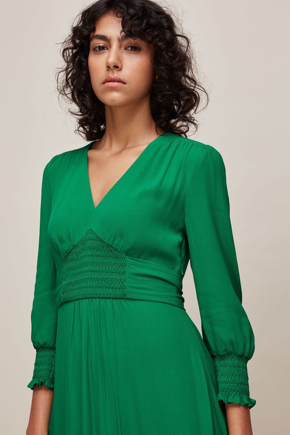 Zenna Shirred Waist Dress Green