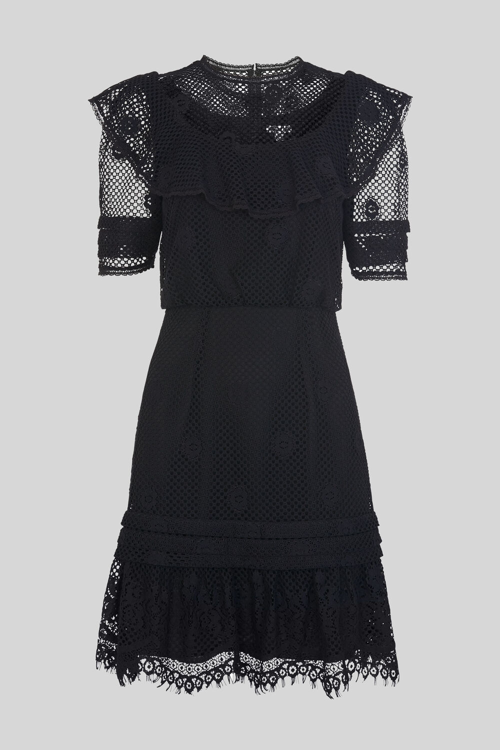 Mariah Lace Ruffle Dress Black