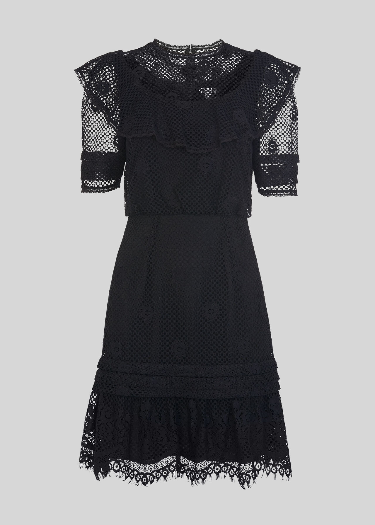 Mariah Lace Ruffle Dress Black