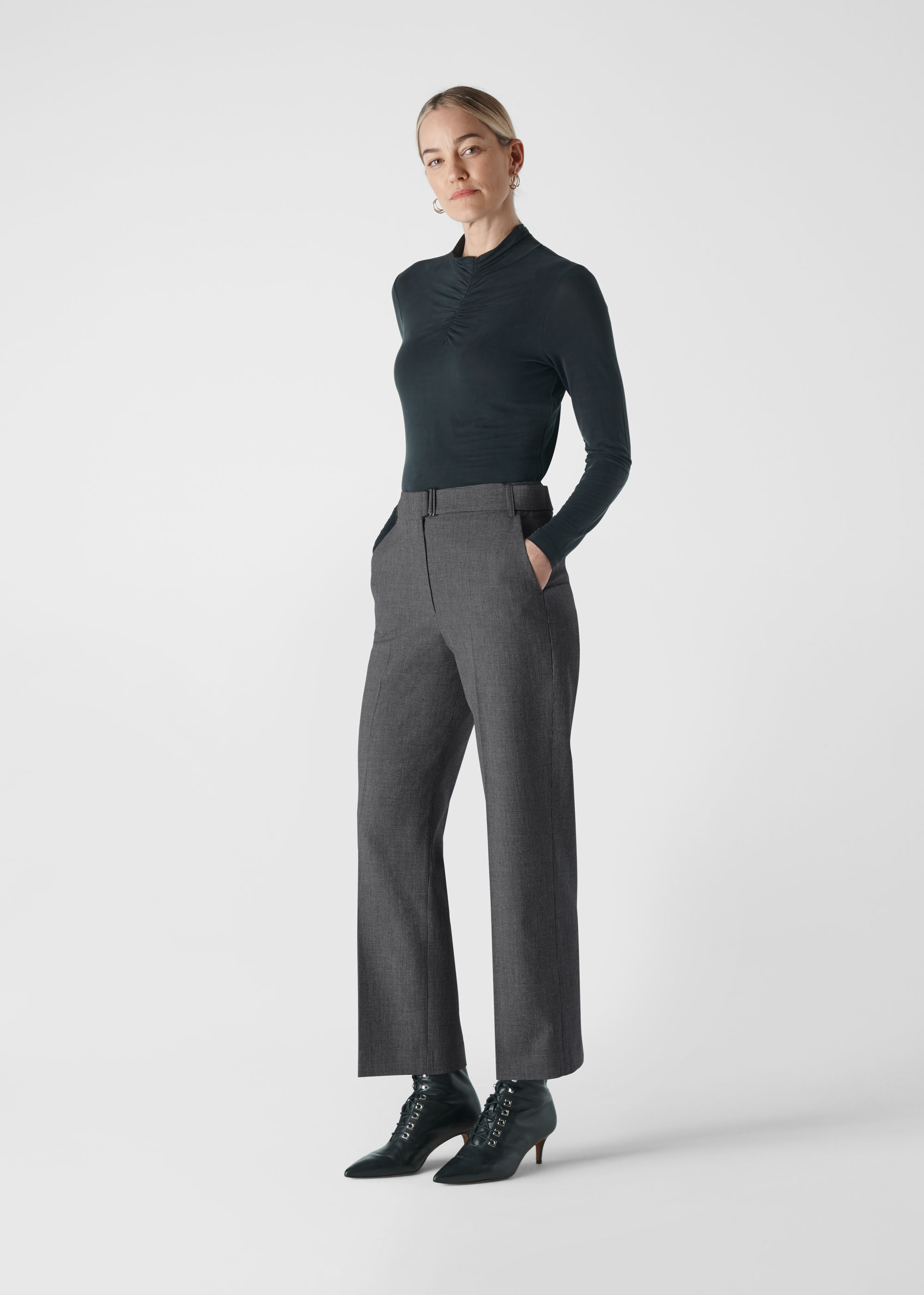 Grey belted trousers Clearance