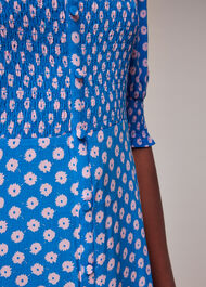 Floral Sunburst Shirred Dress
