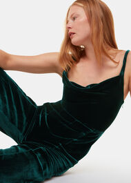 Twist Strap Velvet Jumpsuit