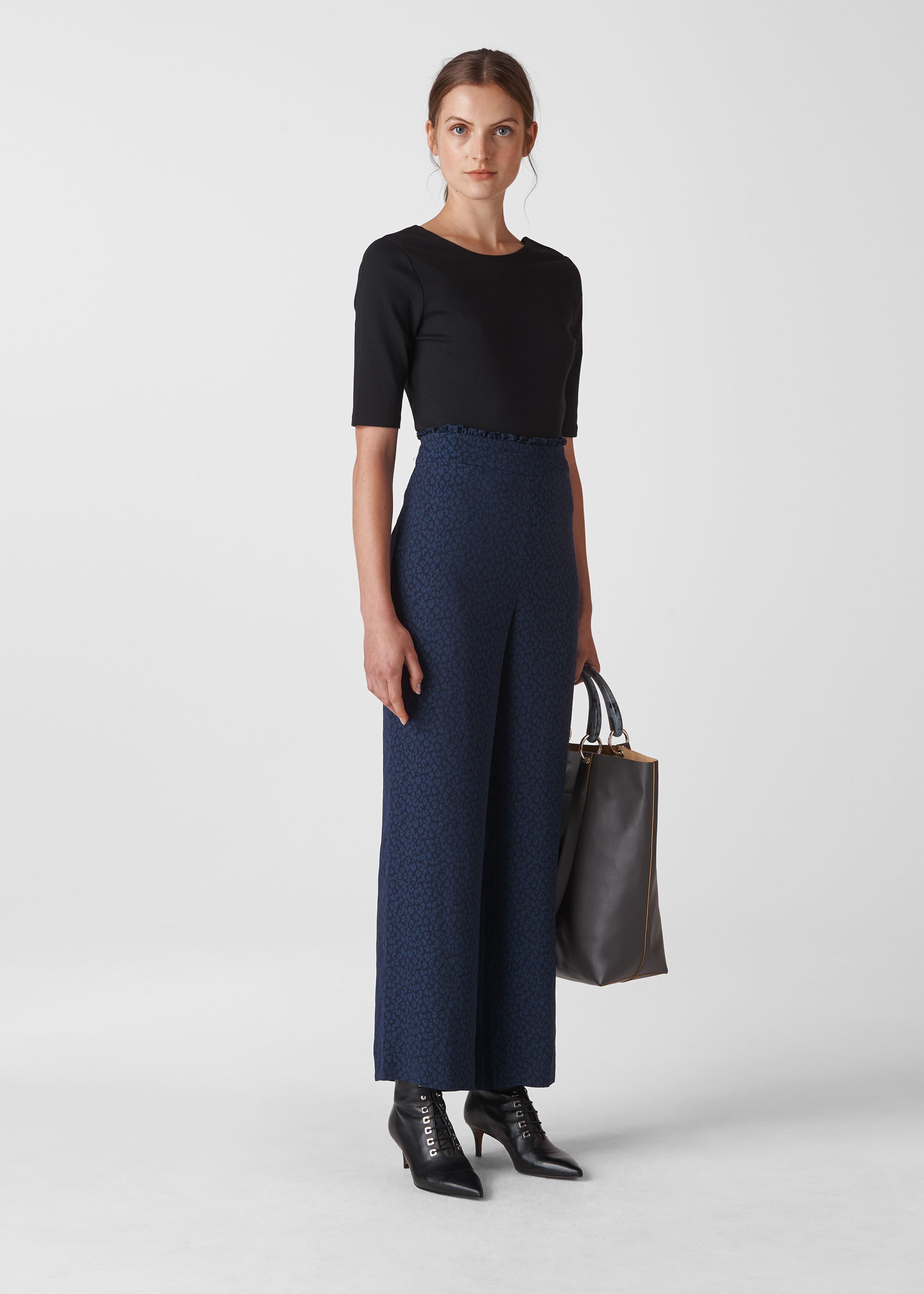 Navy Animal Jacquard Trouser | WHISTLES