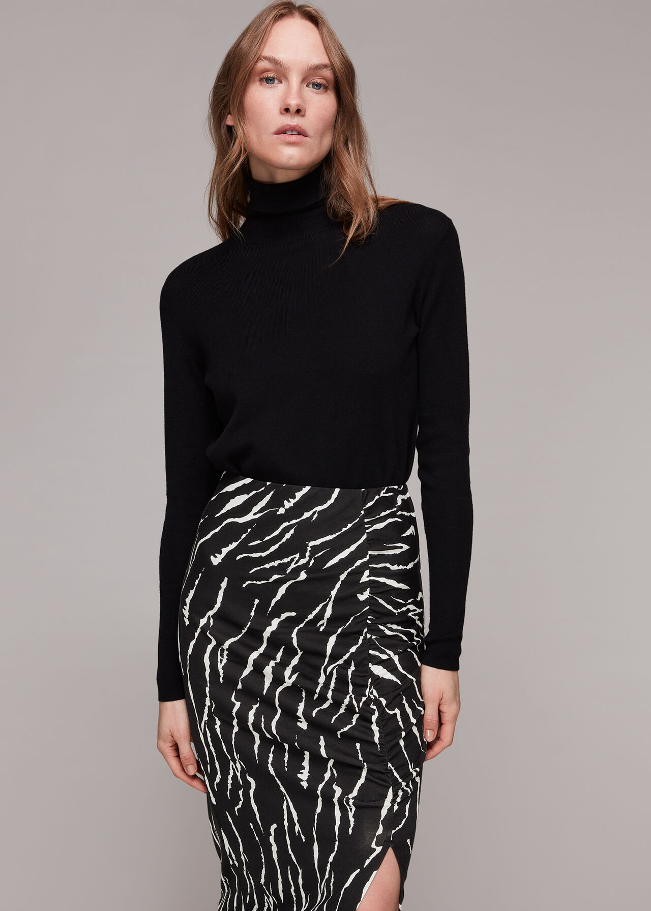 Vertical Tiger Ruched Skirt