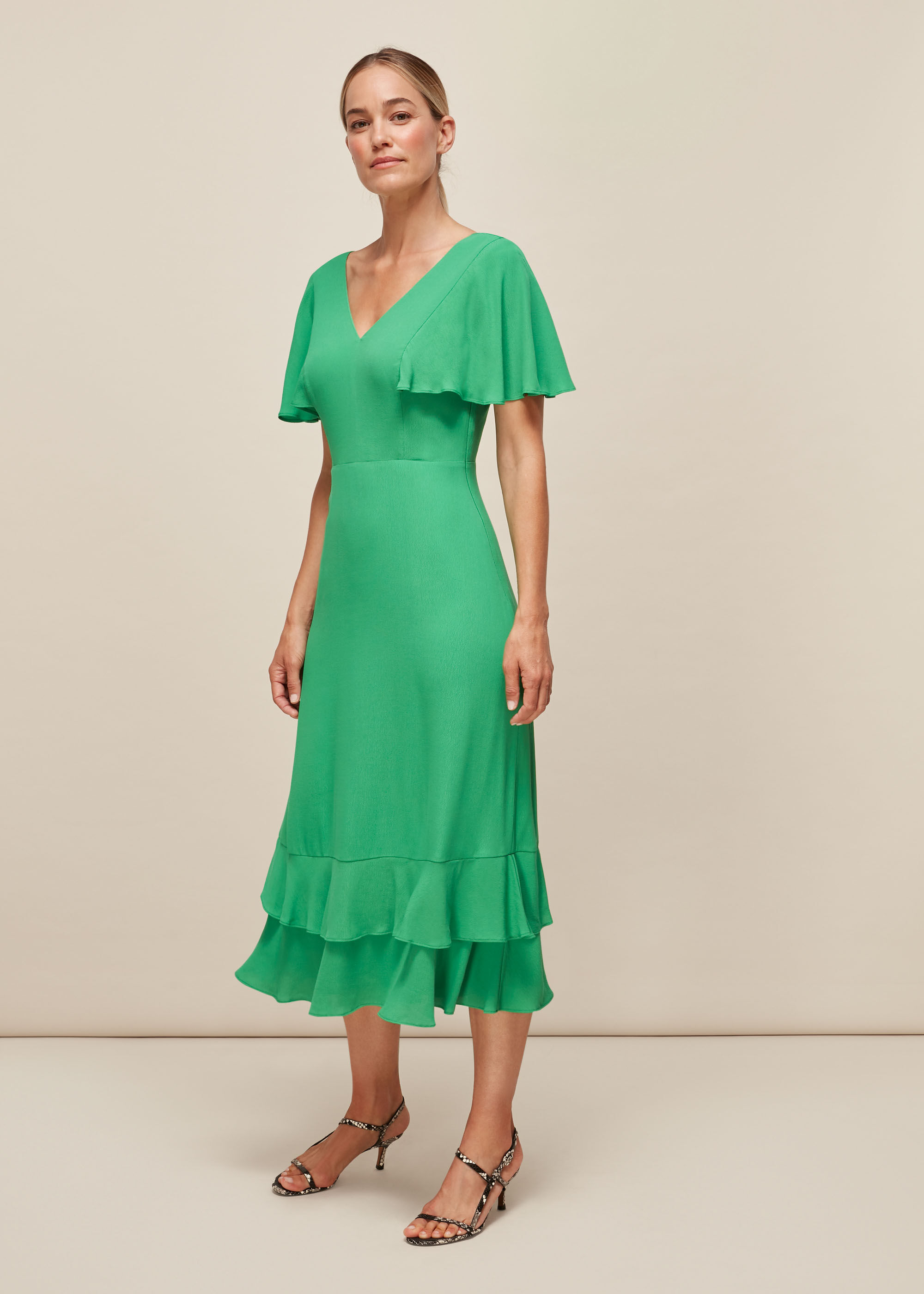 Green Cathy Frill Hem Dress