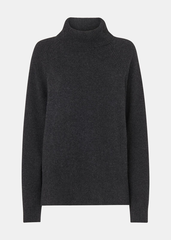 Dark Grey Cashmere Roll Neck