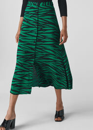Tiger Print Button Front Skirt