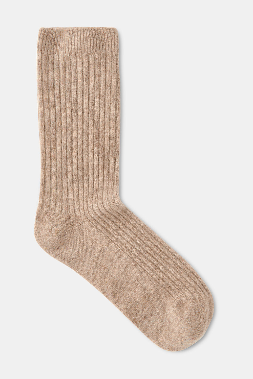 Neutral Cashmere Ribbed Socks