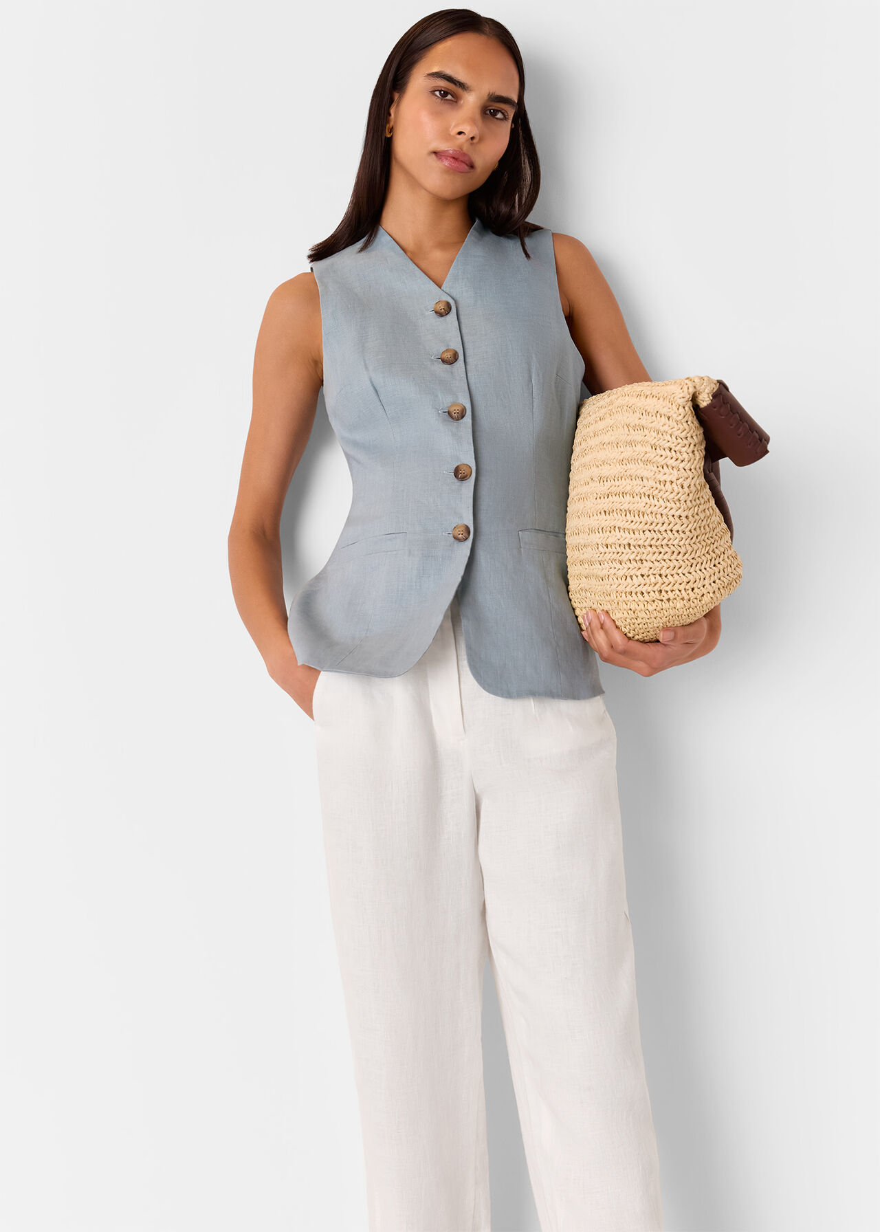 Linen Barrel Leg Trouser