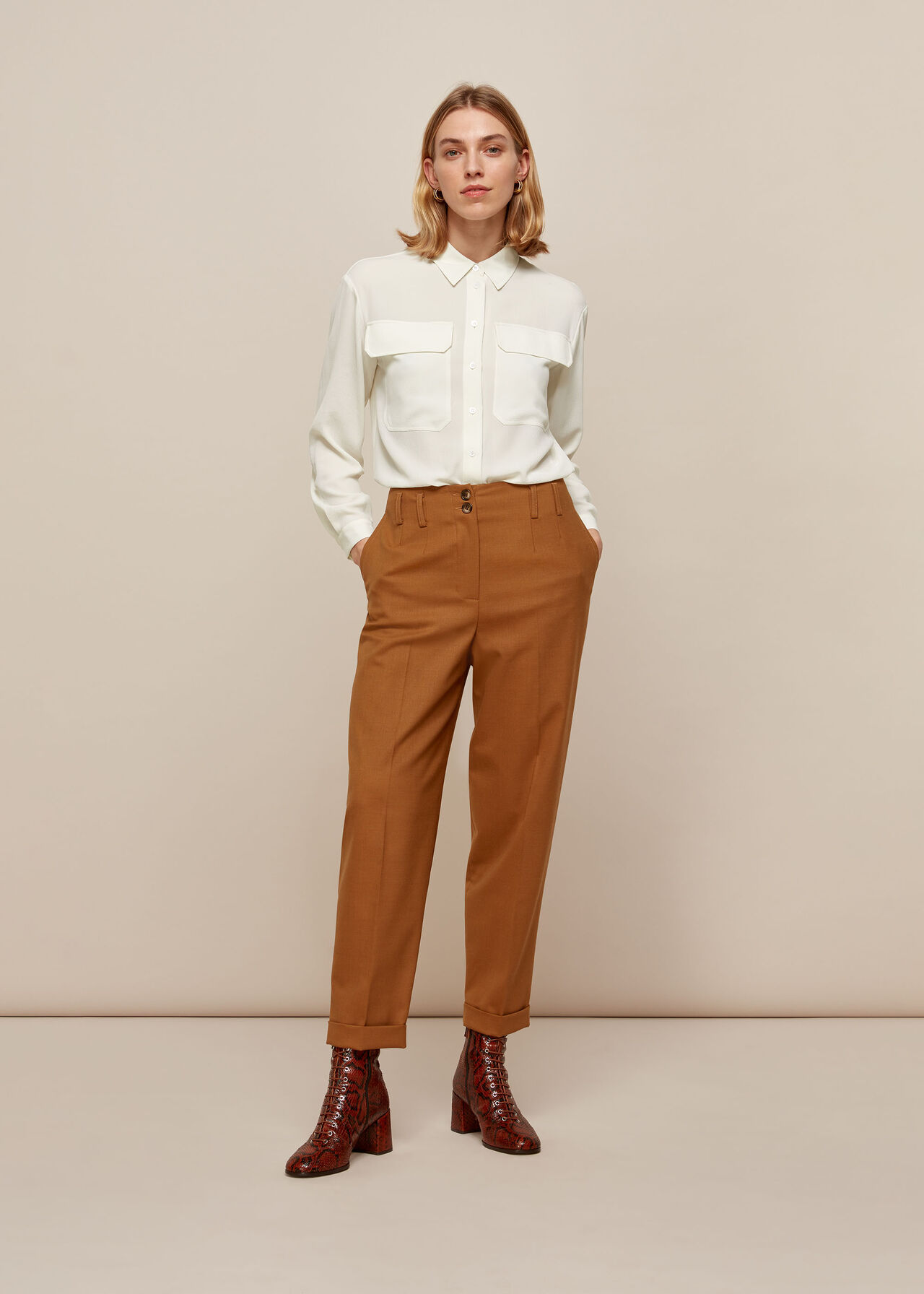 Textured Pocket Blouse Ivory