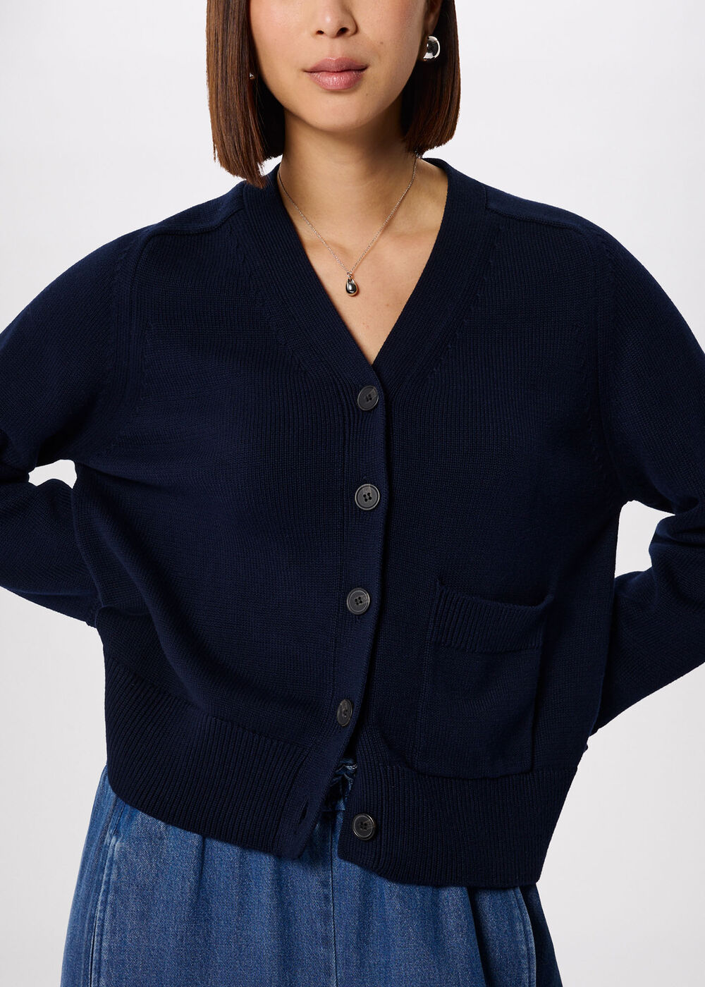 Cotton Pocket Detail Cardigan