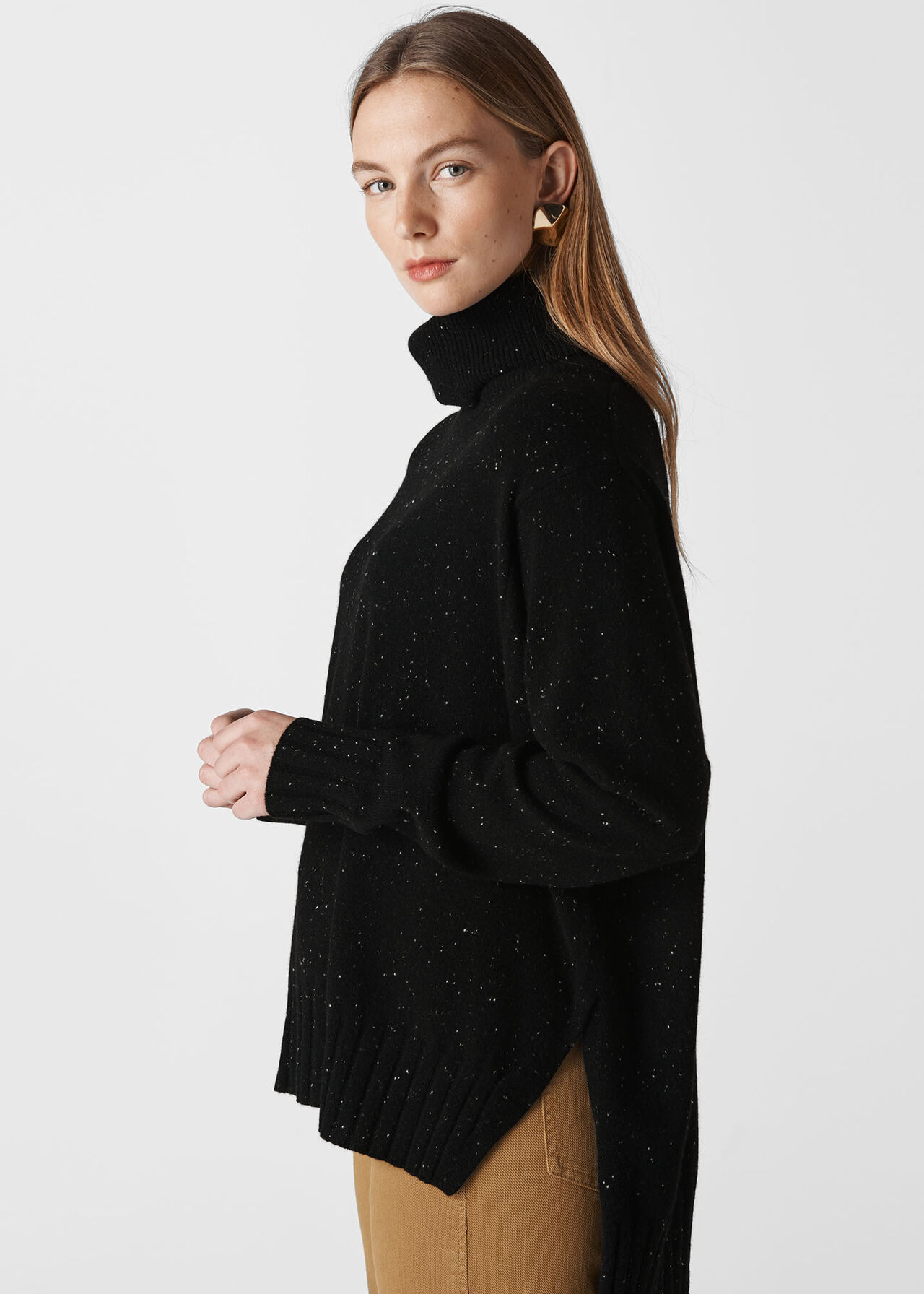 Cashmere Roll Neck Sweater Black/Multi