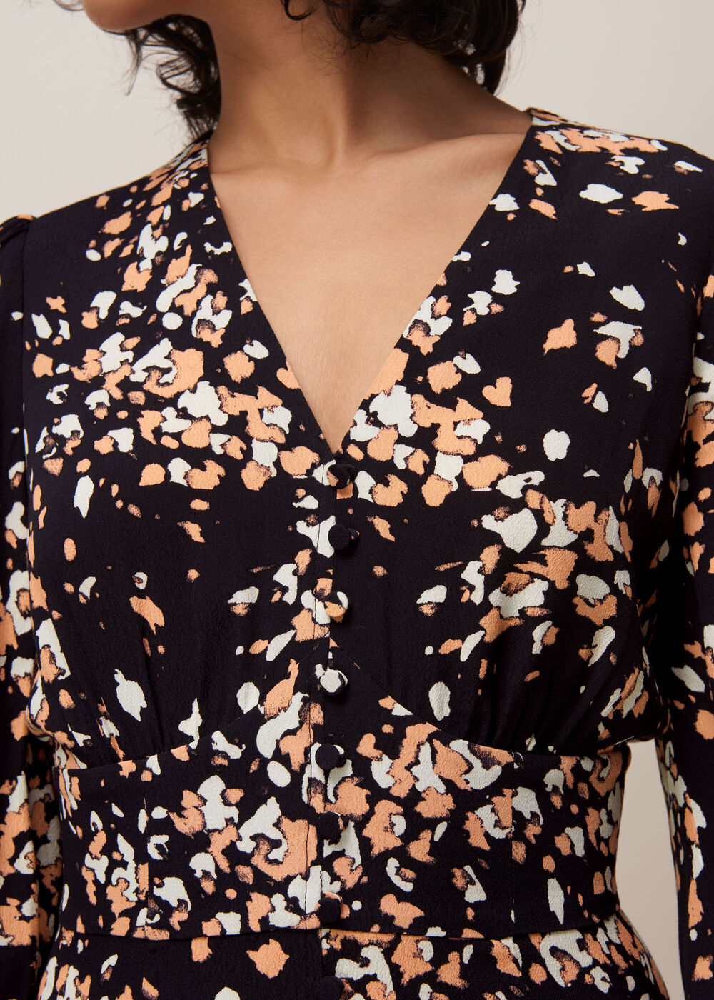 Mottled Animal Button Dress Pink/Multi