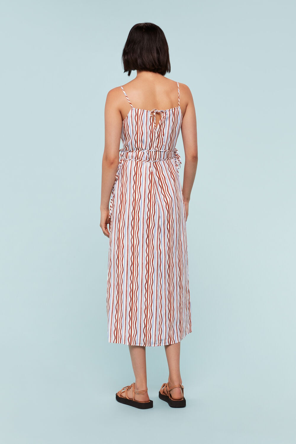 Multicolour Wiggle Stripe Tie Detail Dress