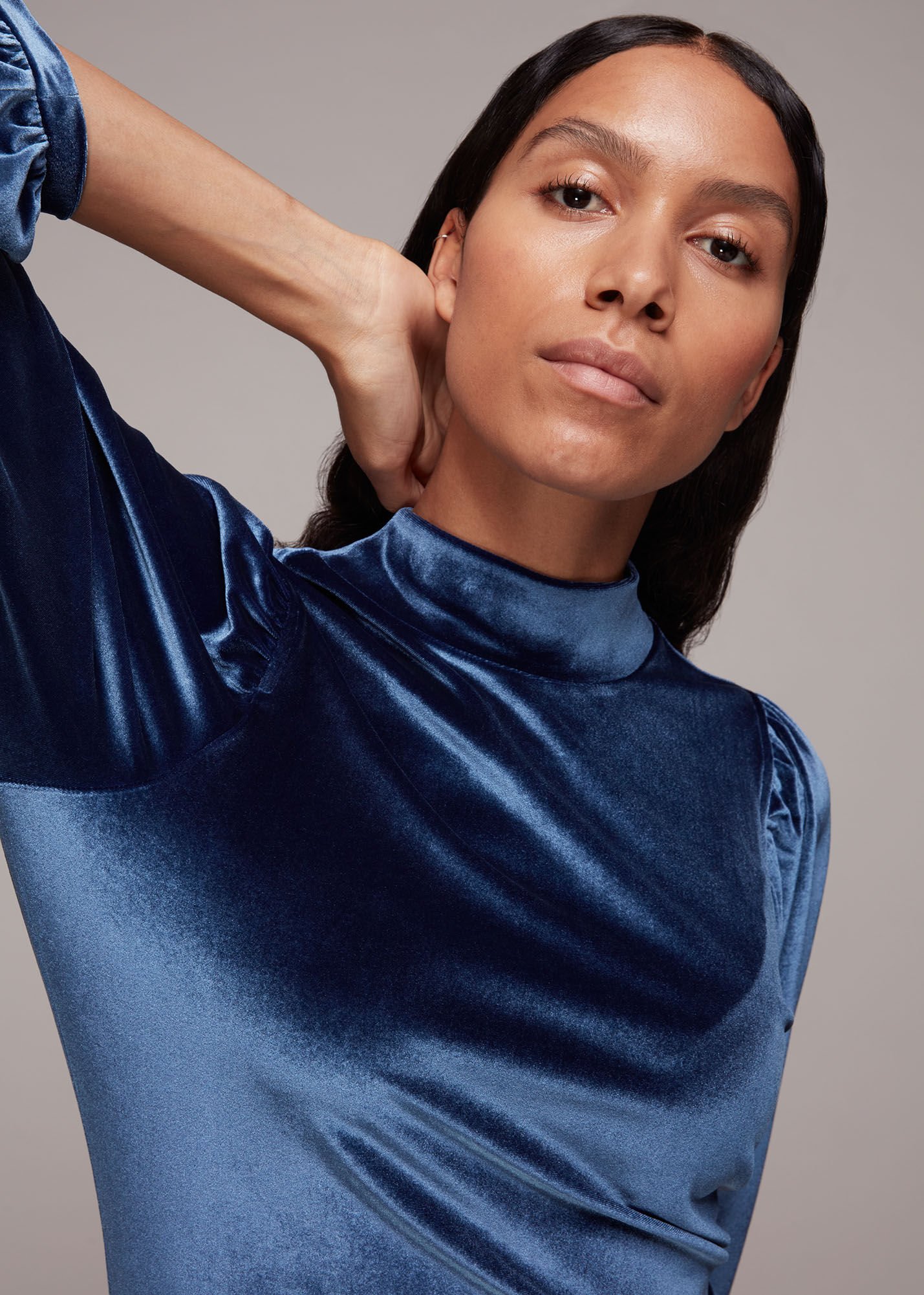 Navy blue velvet top hot sale