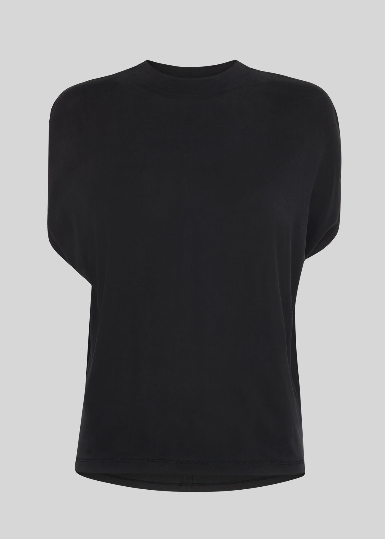 Cupro High Neck Top Black