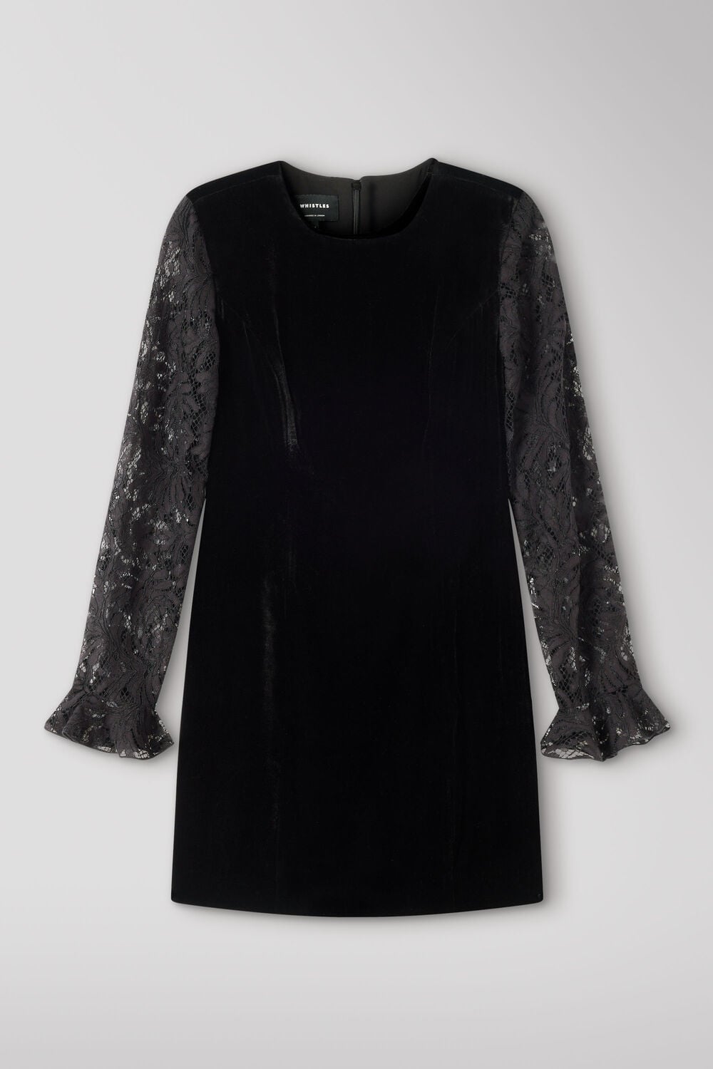 Black Lace Sleeve Velvet Mini Dress