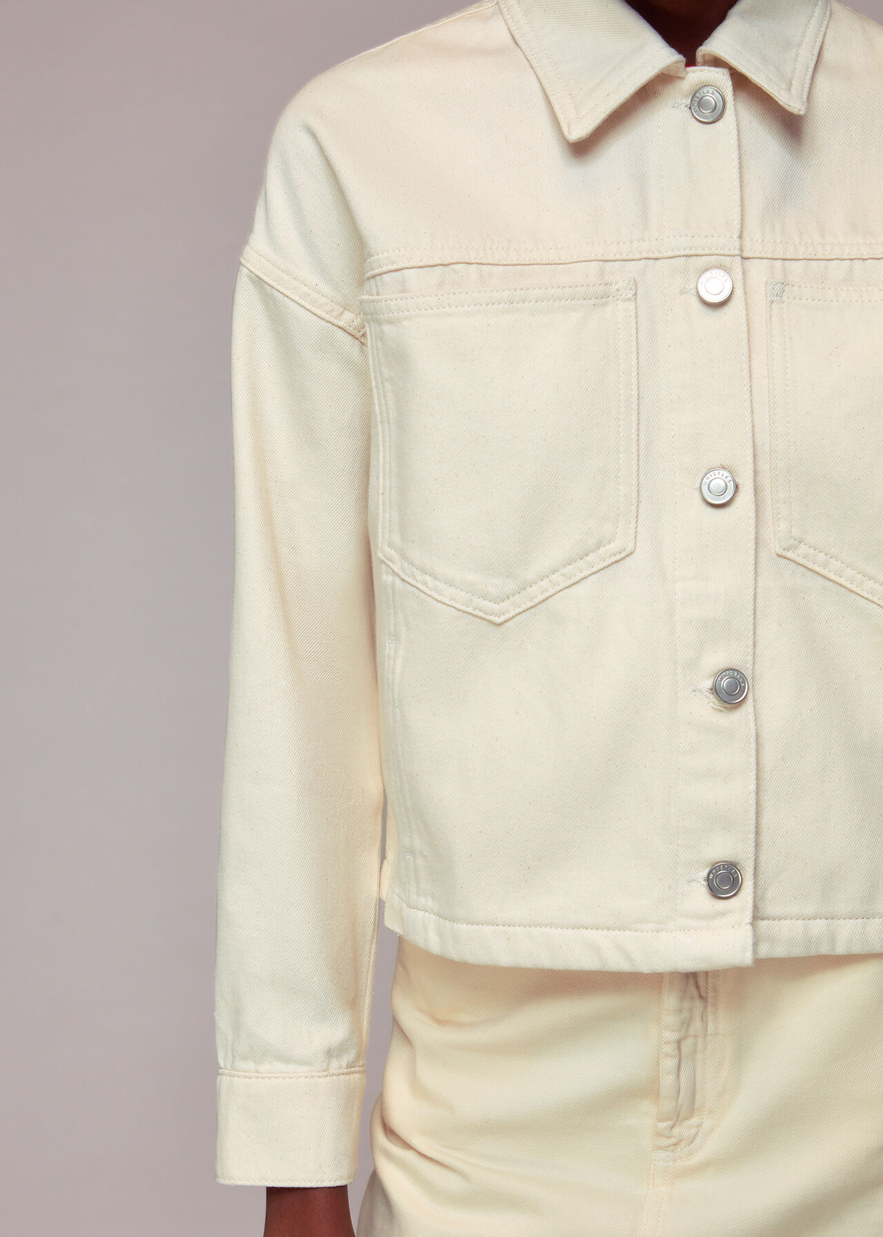Beige Ella Denim Jacket Whistles Whistles