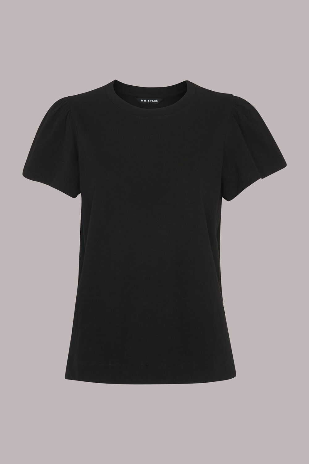 Black Cotton Frill Sleeve T Shirt