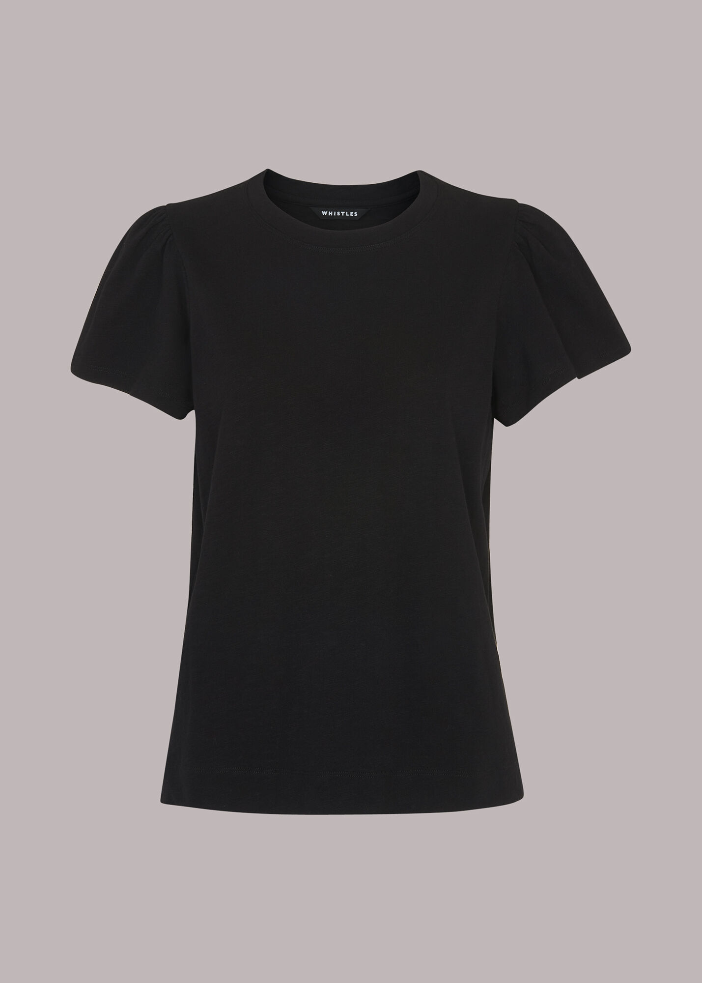 Black Cotton Frill Sleeve T Shirt WHISTLES