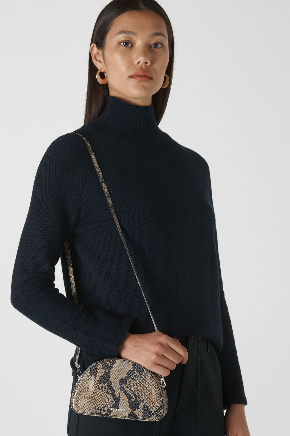 Jasmin Snake Half Moon Bag Snake Print