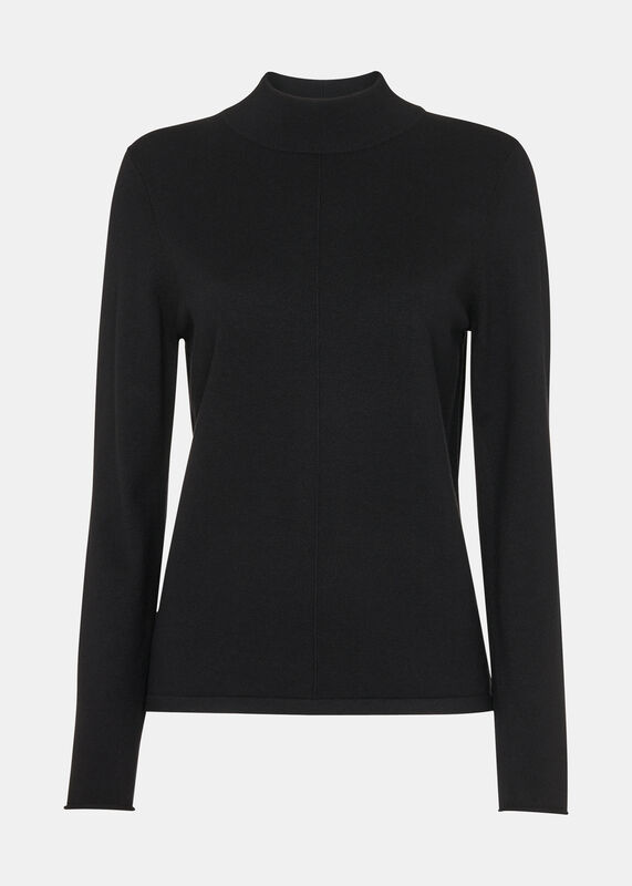 Black Mira Funnel Neck Knit
