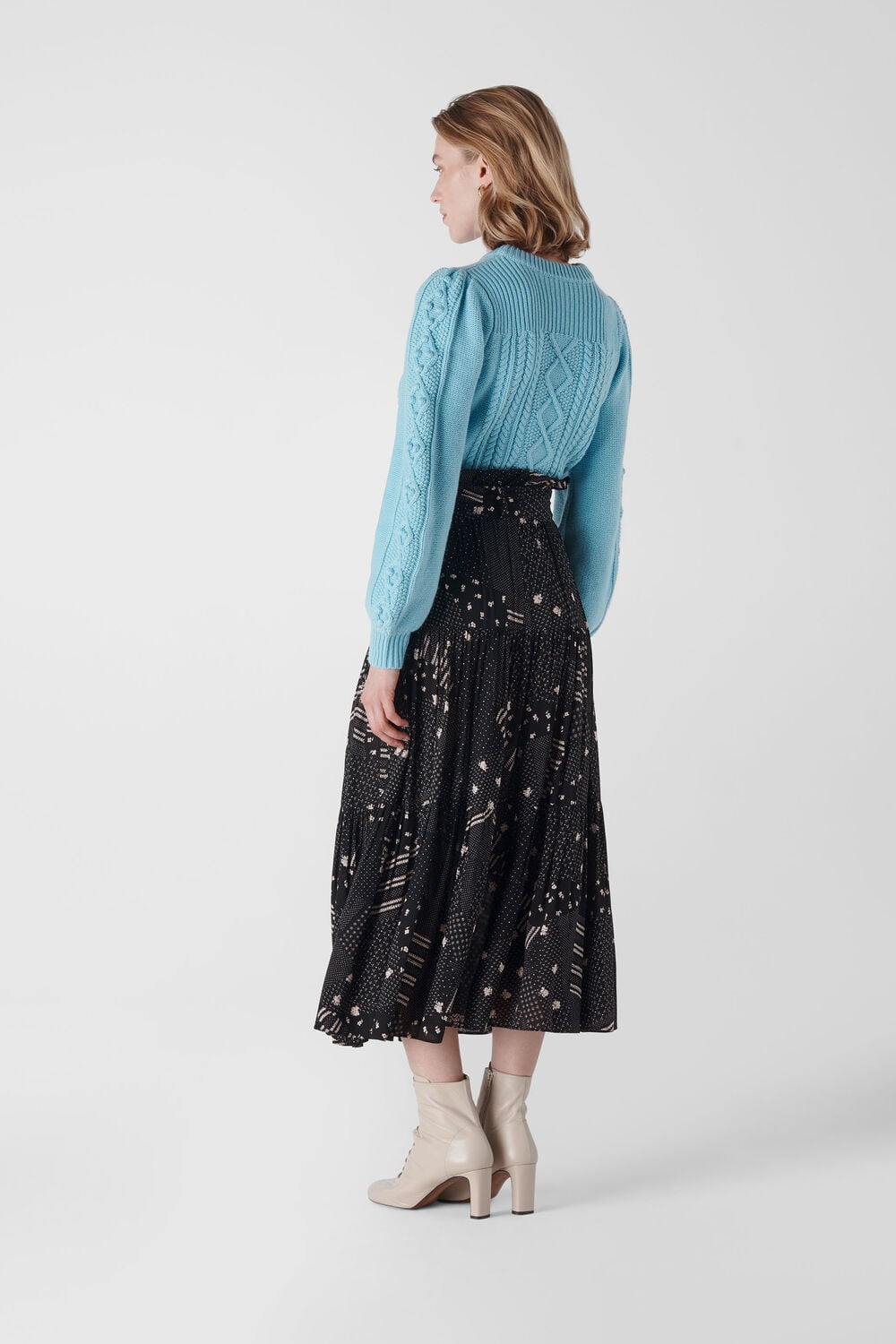 Ona Patchwork Print Skirt Black/Multi