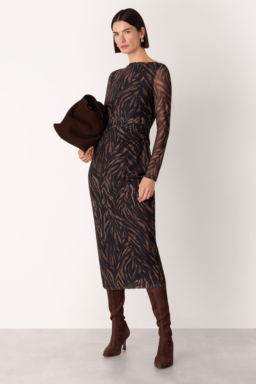 Black Abstract Zebra Mesh Dress
