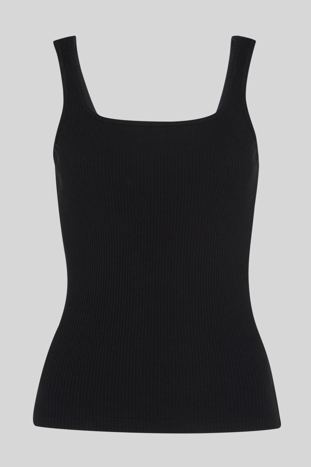 Square Neck Rib Cami Black