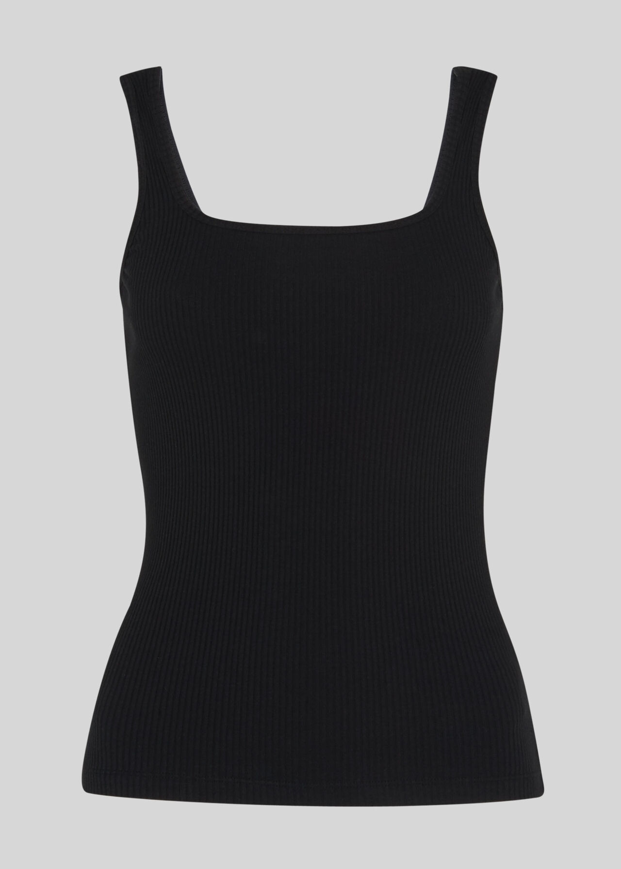 Square Neck Rib Cami Black