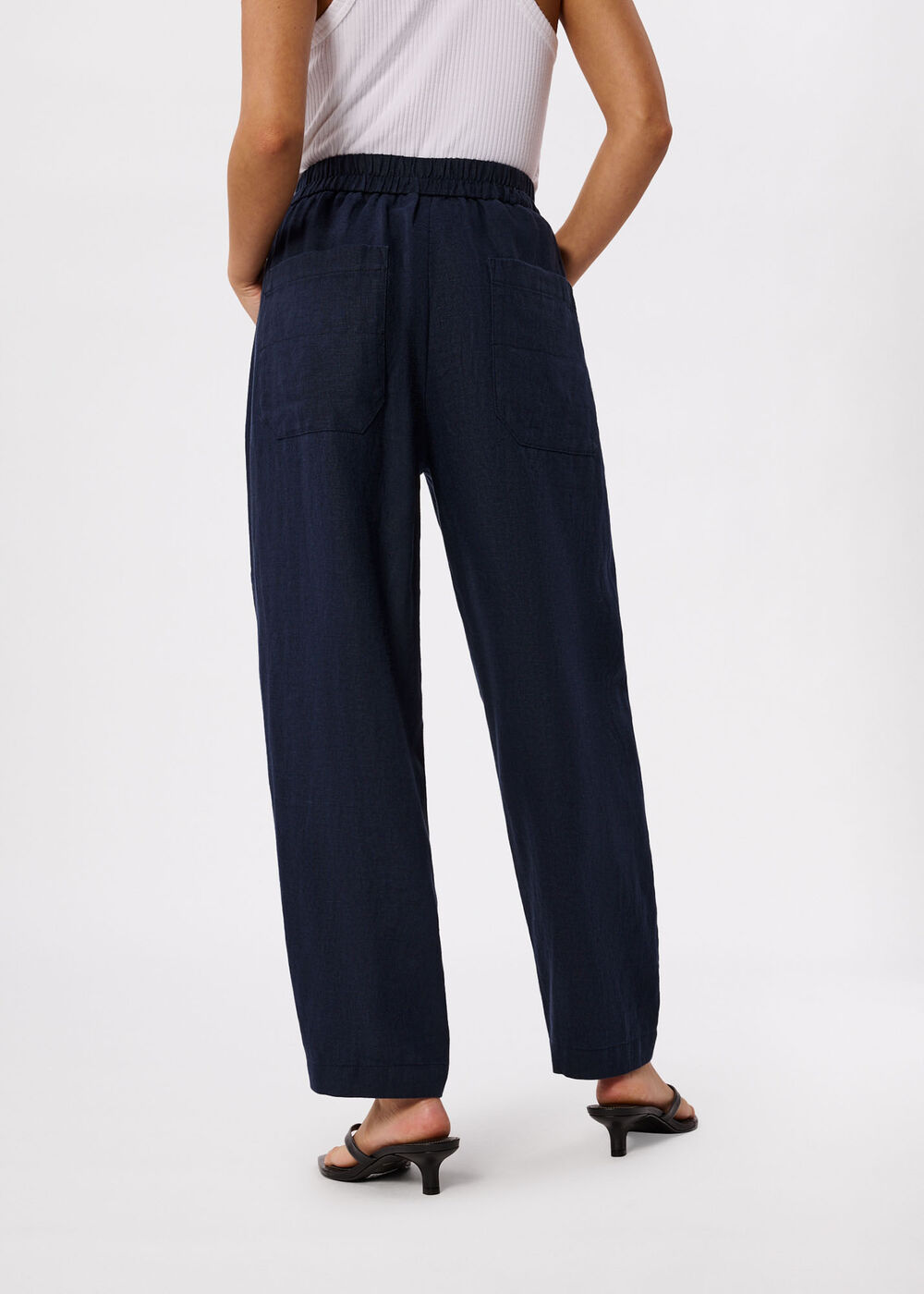 Petite Linen Barrel Leg Trouser