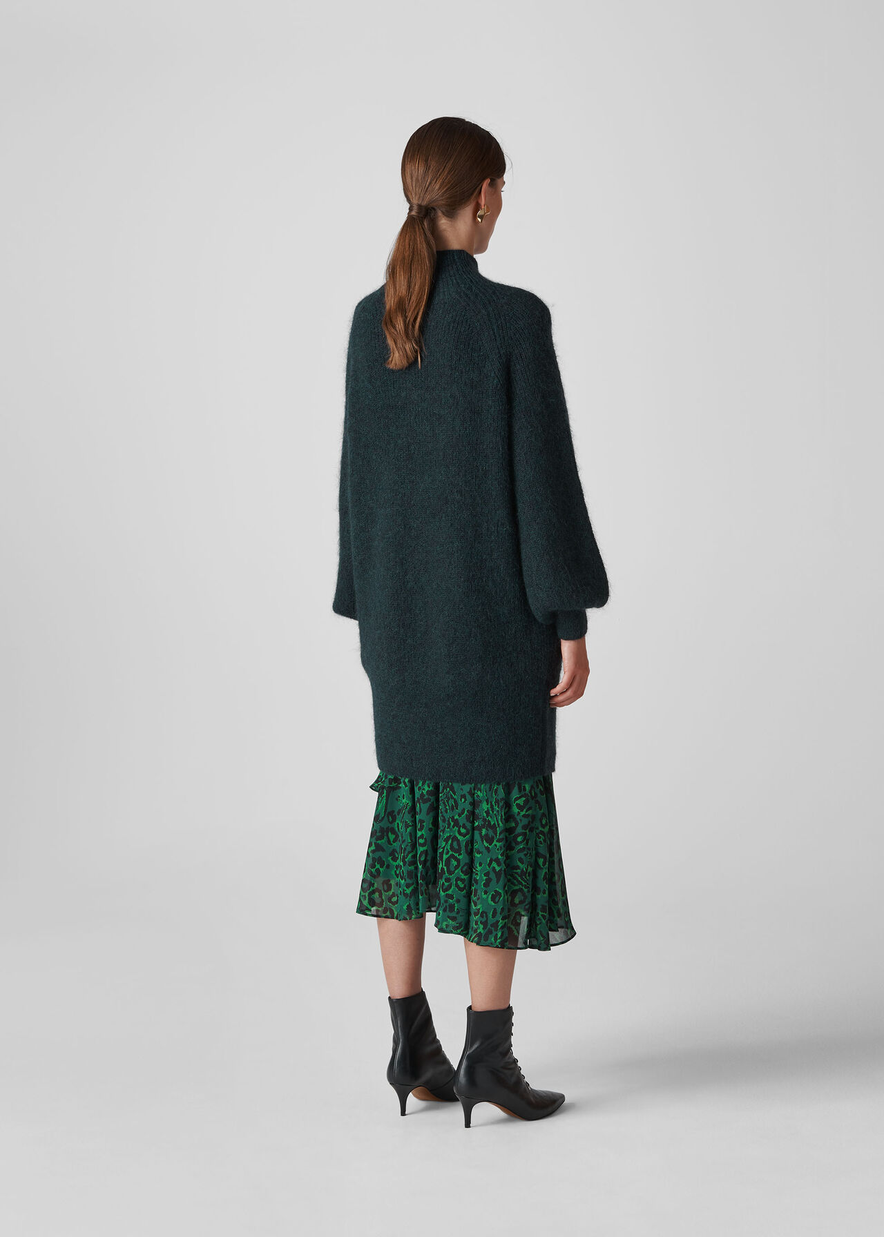 Mohair Funnel Neck Tunic Dark Green