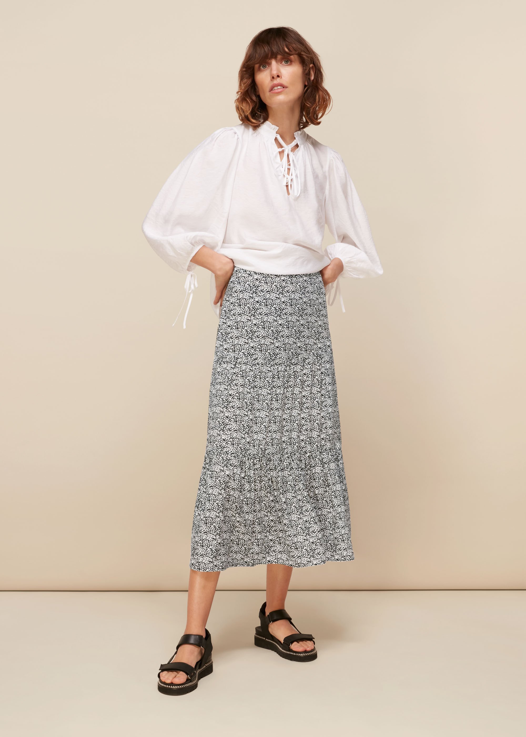 Whistles mini leopard tiered skirt online