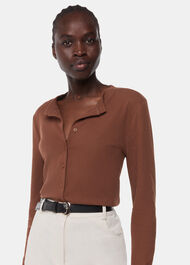 Ribbed Jersey Button Top