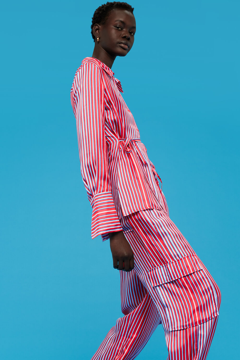 Tangle Stripe Silk Mix Trouser