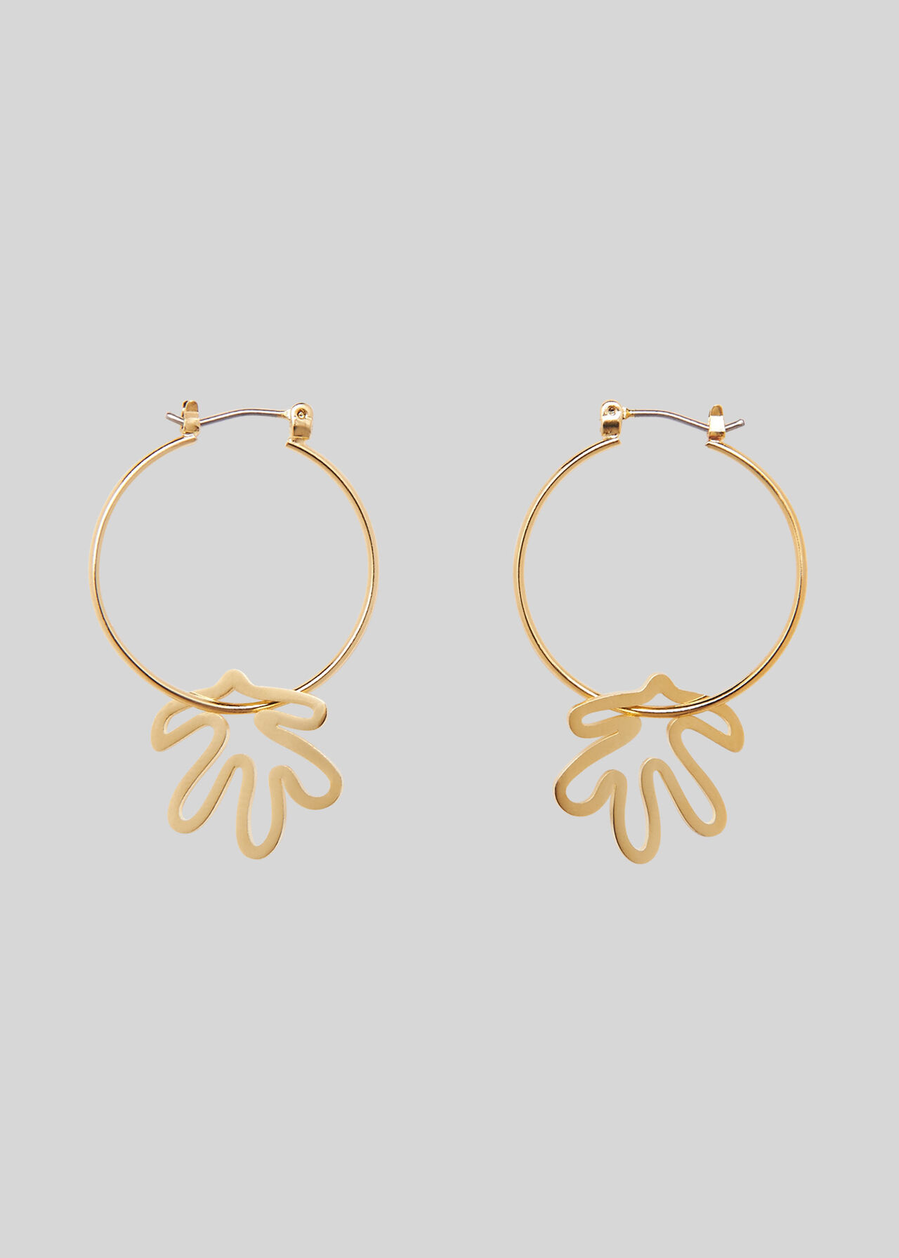 Abstract Leaf Hoop Earring Gold/Multi