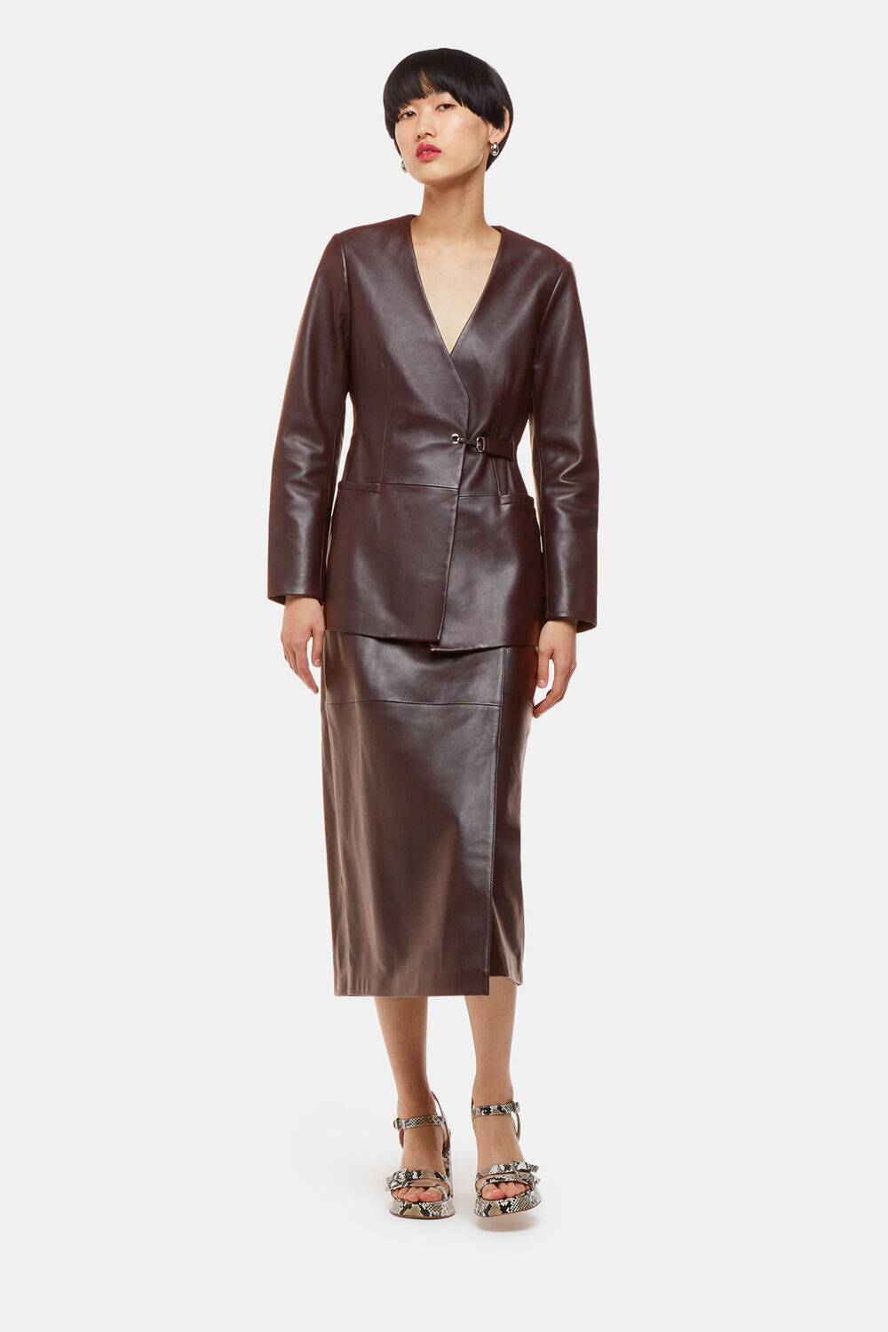 Josie Wrap Leather Skirt