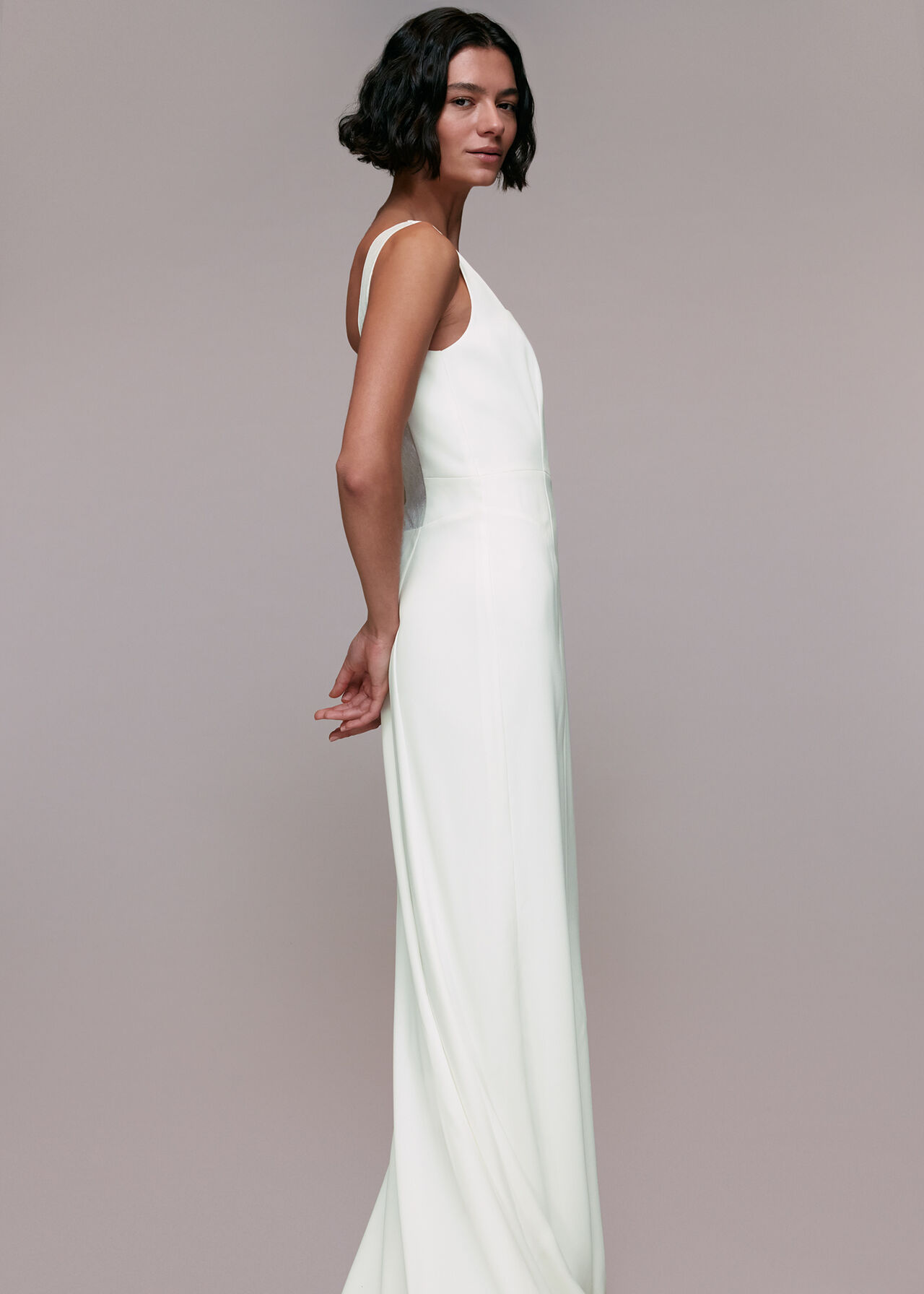 Mia Square Neck Wedding Dress Ivory