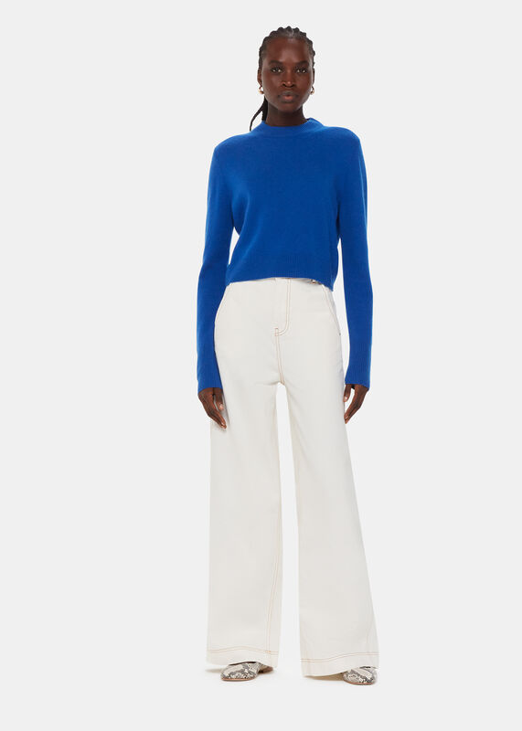 Cobalt Blue Wool Cropped Sweater