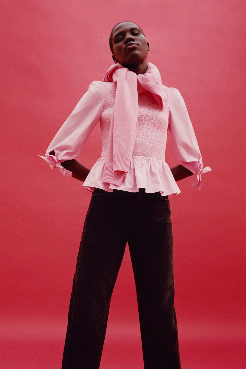 Shirred Detail Peplum Top