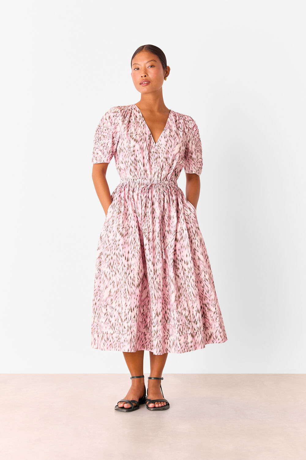 Petite Leopard Cotton Midi Dress