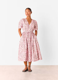 Petite Leopard Cotton Midi Dress