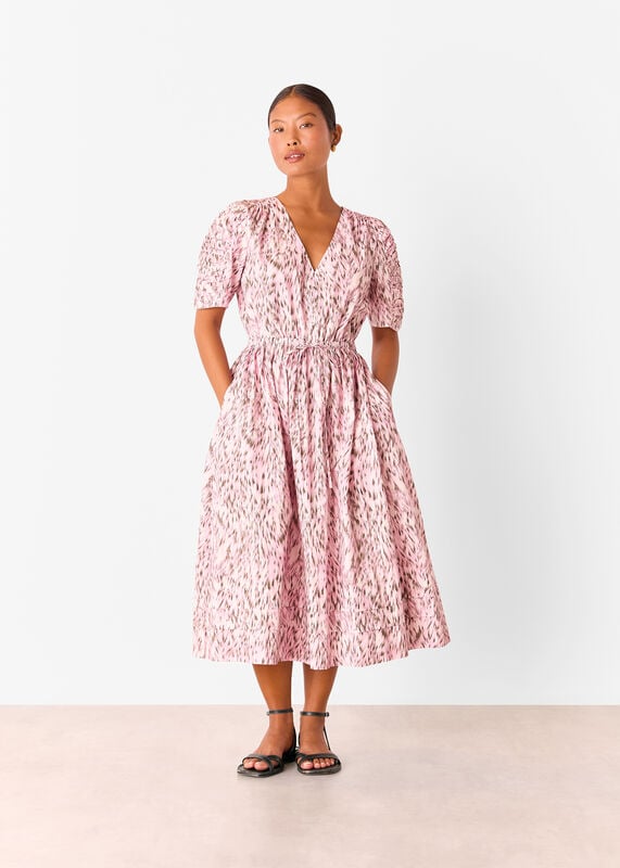 Petite Leopard Cotton Midi Dress