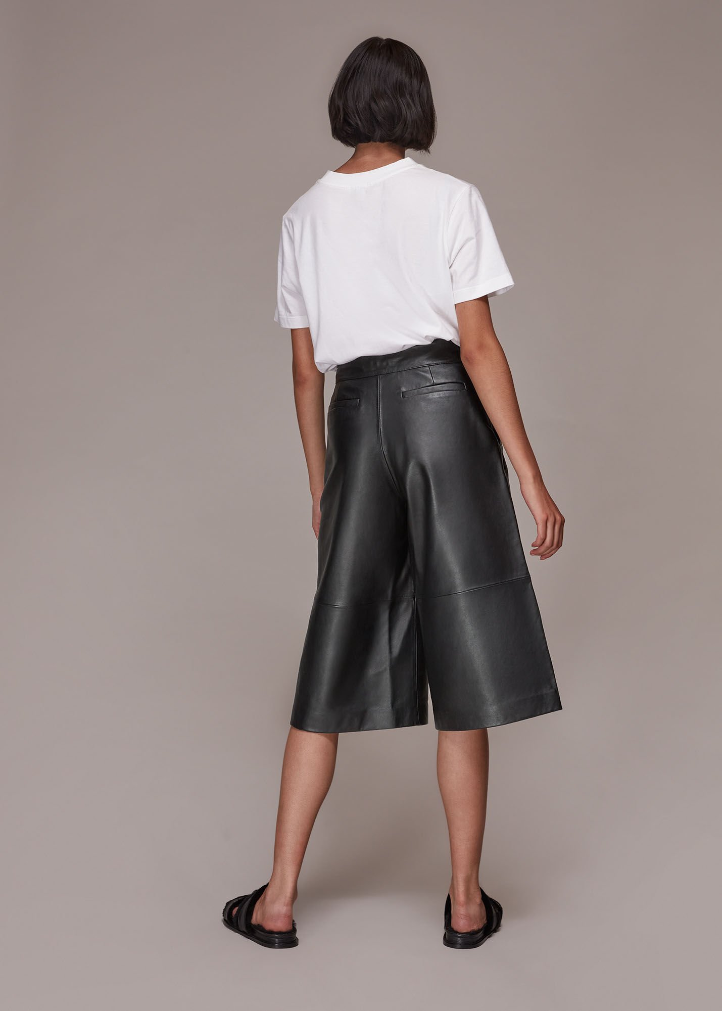 Black Leather Culotte | WHISTLES | Whistles US |