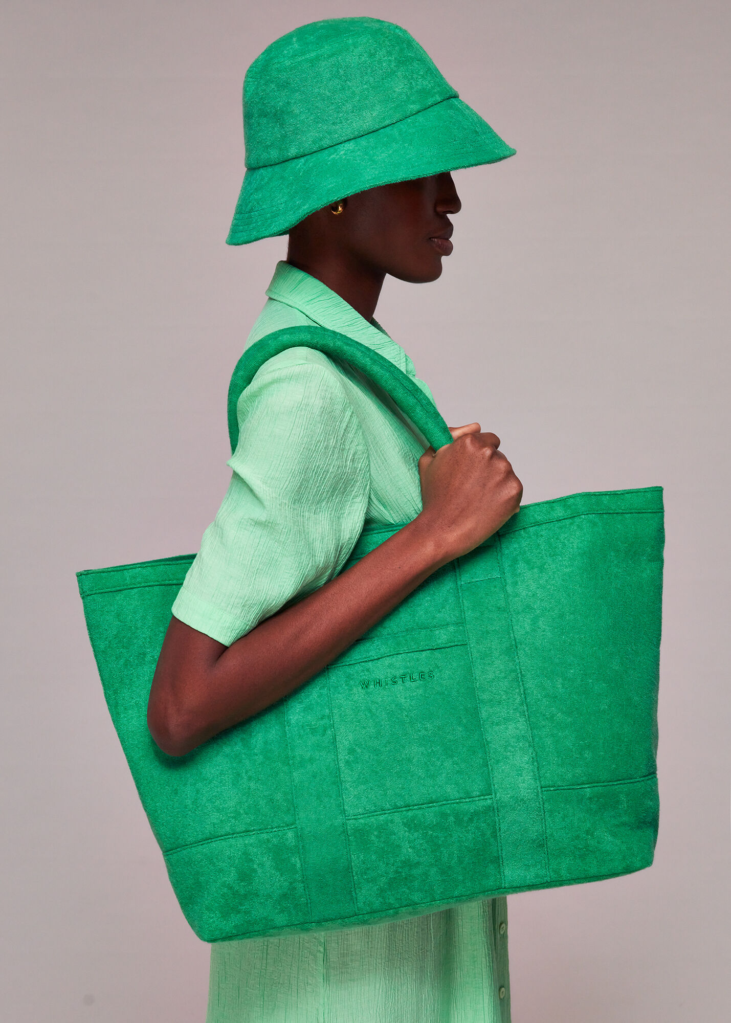 Green Penny Oversized Towelling Tote WHISTLES Whistles US
