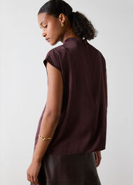 Cowl Neck Satin Sleeveless Top