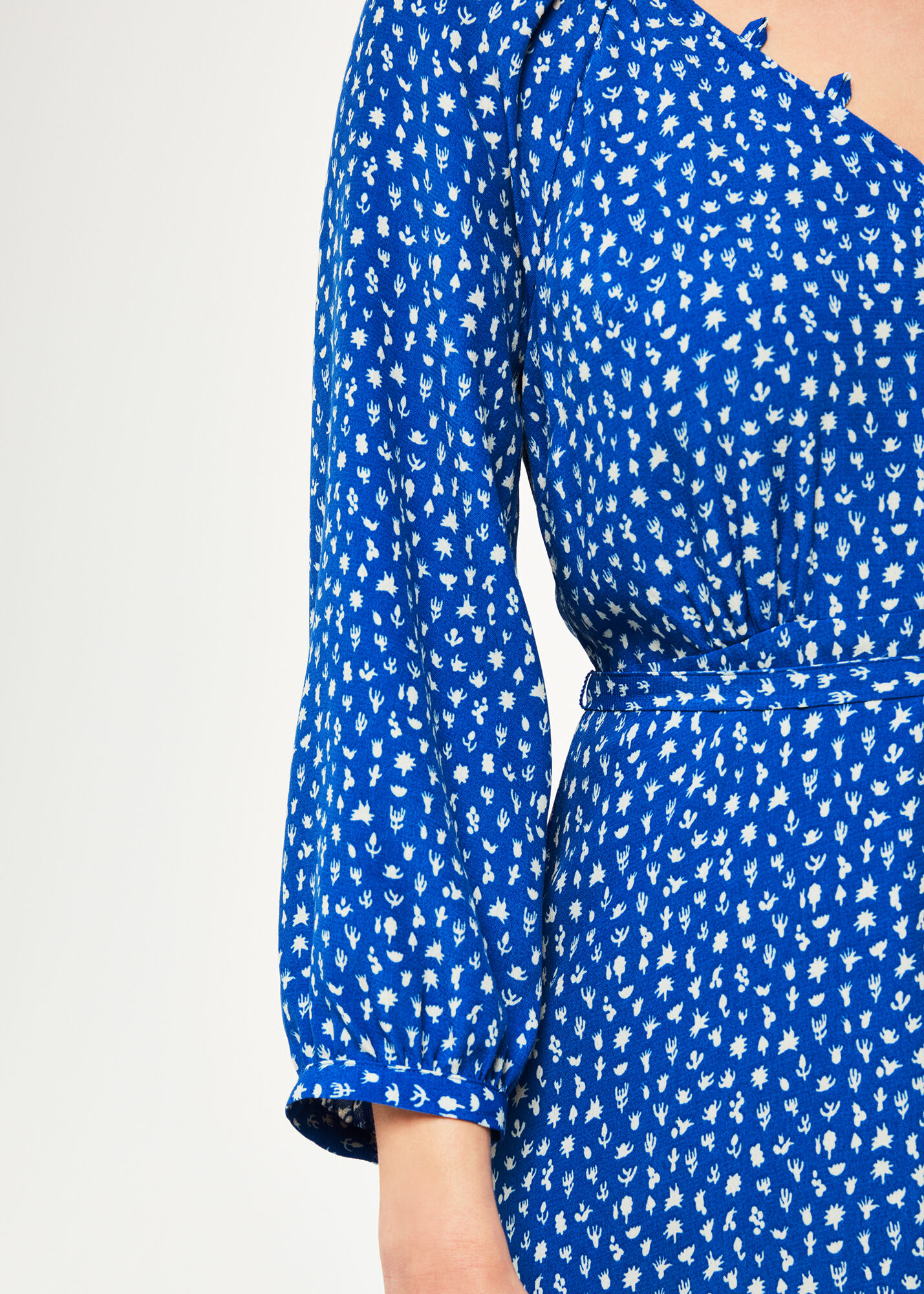 Blue/Multi Micro Cactus Print Midi Dress WHISTLES