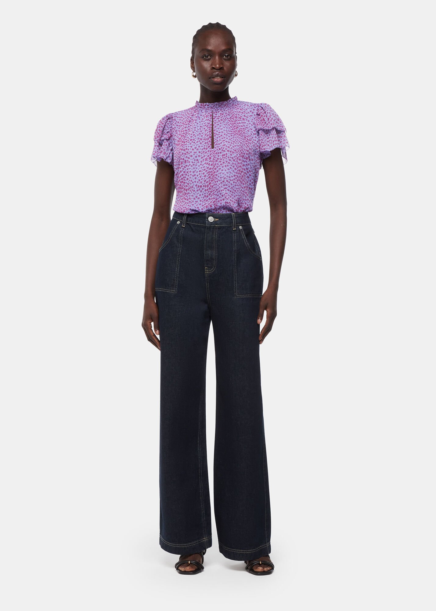 ウィッスルズ WHISTLES Animal Cheetah Blouse （Purple/Multi） Purple/Multi Cheetah Print Blouse | WHISTLES | Whistles US |